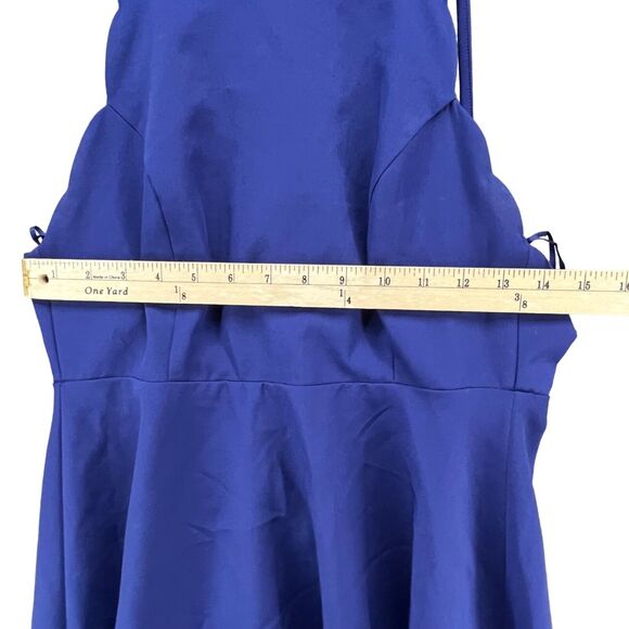 Lulus Play On Curves Dress Women S Blue Backless Fit Flare Skater Feminine Party - Picture 7 of 14